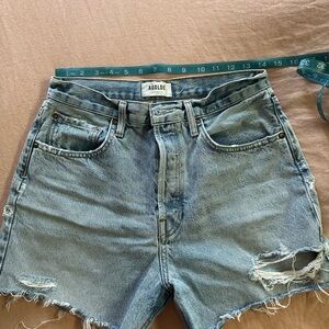 Agolde Distressed Light Blue Jean Shorts